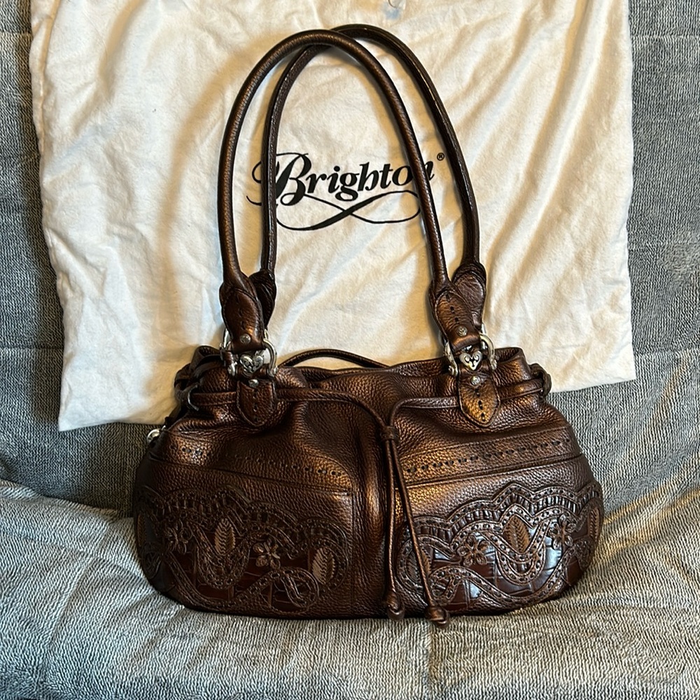 Brighton Lolita purse bronze color lots of pretty details with dust cover